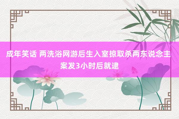 成年笑话 两洗浴网游后生入室掠取杀两东说念主 案发3小时后就逮